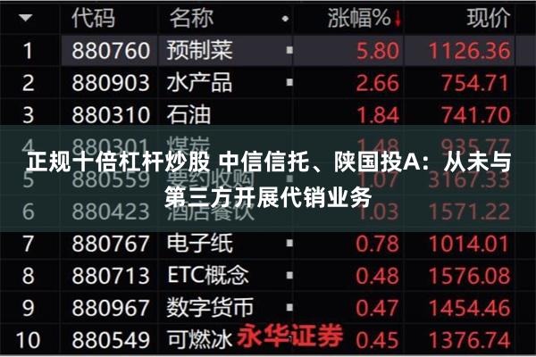 正规十倍杠杆炒股 中信信托、陕国投A：从未与第三方开展代销业务