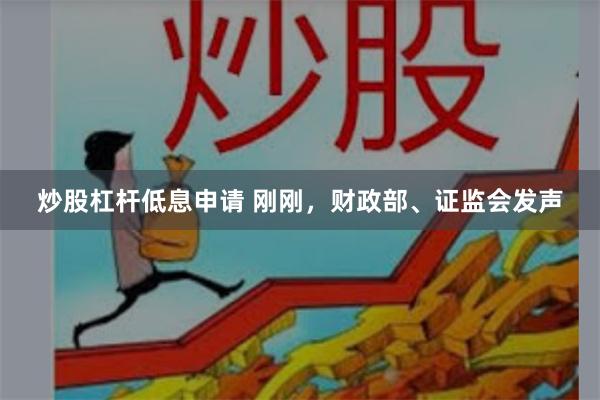炒股杠杆低息申请 刚刚，财政部、证监会发声
